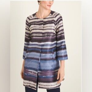 Chico's Cool‎ Toned Printed Shantung Jacket Women Sz-3(XL) 3/4 Sleeve